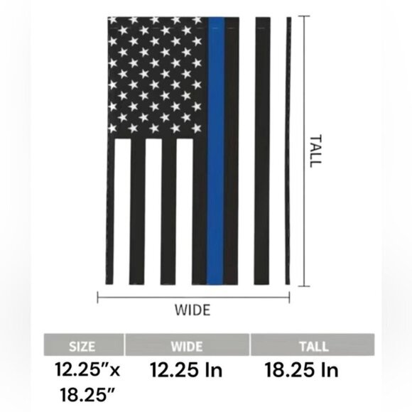 Flag US Thin Blue Line Thin Patriotic Yard Lawn Garden Outdoor Indoor Blue Black - Picture 4 of 16
